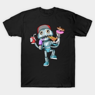 Kids Birthday Funny Robot Unhealthy Food Bday Party T-Shirt